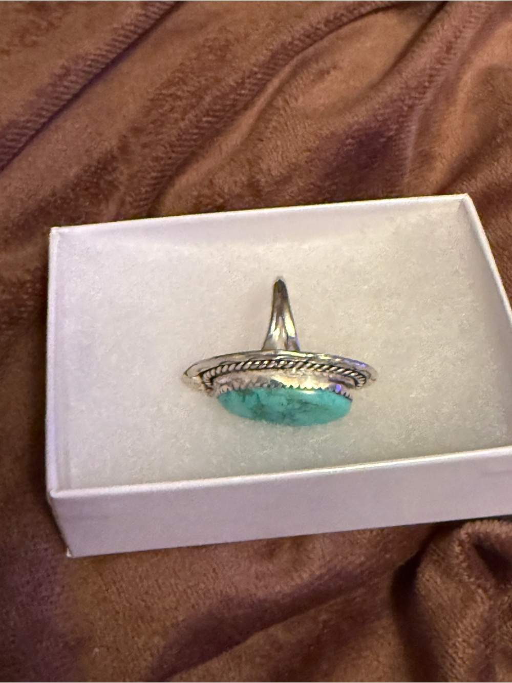 Vintage Turquoise Oval Statement Ring - Sterling Silver - Picture 4 of 6